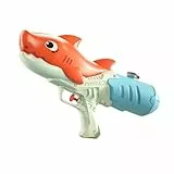 Wasserpistole 500ml Wassertank mit Großer Reichweite 5-8m, Water Soaker Blaster Toy Portable, Sommer Wasserspielzeug, Tragbares Wasserspiel-Kampfspielzeug für Kinder Schwimmbad, Orange Shark