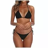 Generisch Bikini Damen Set Sexy Klassischer Triangel Rückenfrei Bikinioberteil Verstellbare Zweiteiliger Badeanzug Niedrige Taille Ruched Bikinihose für Frauen