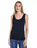 Street One Damen A322896 Basic Top in Unifarbe, deep Blue, 44