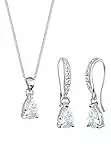 Elli Schmuckset Damen Tropfen Motiv Edel mit Zirkonia Kristalle aus 925 Sterling Silber