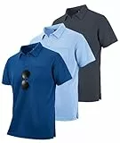 zitysport 3er Pack Poloshirts Herren Kurzarm Golf Polohemd Schnelltrocknend Atmungsaktives Herren Regular Fit Shirts Work Polo Shirts Männer Sommer Sport Tshirt Männer(Grau Hellblau Blau XL)