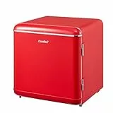 Comfee' RCD50RE2EURT(E) kleiner Kühlschrank, 47 Liter, Retro-Design, Mini-Kühlschrank mit Mono-Tür, einstellbarer Thermostat, leise, geeignet für Zuhause, Büro und Hotel, Rot [Energieklasse E]