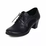 Oxford Schnürschuhe Damen Derby Schuhe Lederschuhe Schnürhalbschuhe Elegant Pumps Klassische Businessschuhe Mit Absatz Schwarz 39