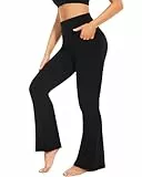 FuelMeFoot Flared Yogahose Damen Leggings High Waist Schlaghose Blickdicht Leggins Bootcut Jogginghose Jazzpants mit Bauchkontrolle Fitness. 1 Pack-01-Schwarz Taschen M