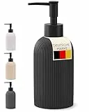 FUZZEL Seifenspender Schwarz | Seifenspender Bad und Küche | Nachfüllbarer Pumpspender für Flüssigseife | Spülmittelspender matt | Soap Dispenser | Polyresin | Modern Design | 250ml