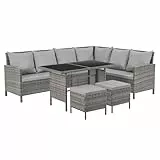 SVITA Madison Rattan-Lounge Polyrattan Ecksofa Gartenmöbel-Set Sofa Garnitur Couch-Eck Grau