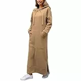 sweatkleid maxi damen Hoodie Kapuzenpullover Herbst Winter Pulloverkleid Oversize Essentials Sweatshirtkleid Extra lang Hoodiekleider Langarm Sweatshirt Herbstkleid herbstkleid freizeit damen langarm