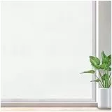 Lifetree Fensterfolie Blickdicht Sichtschutzfolie Fenster Milchglasfolie: Selbsthaftend ohne Klebstoff Anti-UV Haftend Statisch für Zuhause Badzimmer Büro 45x200cm