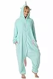 corimori Einhorn-Kostüm Erwachsene Karneval Fasching Jade das Einhorn Damen Herren Onesie Jumpsuit Anzug Einteiler Kostüm Verkleidung Gr. 160-170cm, Türkis