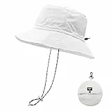 lifwimner Sonnenhut Damen Herren Fischerhut mit Kinnriemen Wasserdichter Eimer Damen Schnell Dry Packable Hut Sommer Outdoor Aktivitäten(Weiß)