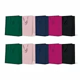 PAW - Geschenktüten 20 x 25 x 10 cm - Packung mit 10 Geschenktaschen mit Stoffhenkel | Mix aus 5 Unifarben | Elegante Taschen für Geburtstage, Hochzeiten, Babypartys, Partys und Geschenke