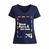 JOPHY & CO. Damen-T-Shirt mit V-Ausschnitt personalisierbar vorne und/oder hinten (Artikelnummer 8615), blau, S - XXL