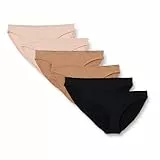 Amazon Essentials Damen Unterhosen Bikinihose aus Peachfarbener Mikrofaser, 6er-Pack, Gewaschene Bronze/Helles Blütenblatt/Schwarz, 36