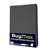 Buymax® Spannbettlaken 200x200cm Baumwolle 100% Spannbetttuch Bettlaken Jersey, Matratzenhöhe bis 25 cm, Farbe Anthrazit