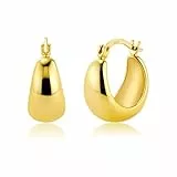 KISSPAT Gold Ohrringe für Damen - Breit Creolen, Hypoallergen, Dicke, Leichte, Klobige Statement Kreolen