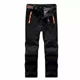 Hpbygstae wasserdichte Thermohose für Jungen und Mädchen, Schneehose, Winter Outdoor Hose, Wanderhose,Kinder Softshell Skihose, schwarz-S
