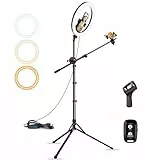 Aureday Ringlicht mit Stativ, 12 Zoll Selfie Ringlicht mit 62 Zoll Stativ Ständer Overhead-Aufnahme mit Mikrofonklammer für Live Stream/Makeup/YouTube Video/Fotografie