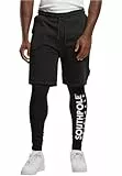 Southpole Herren Fleece Shorts with Leggings Black, S