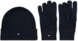 Tommy Hilfiger Herren Geschenk-Set Flag Schal und Mütze, Blau (Space Blue), Einheitsgröße
