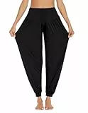 Pinspark Sporthose Damen Lang Yogahose Haremshose Yoga Hose High Waist Pluderhose Jogginghose Große Größen Freizeithosen Schwarz M