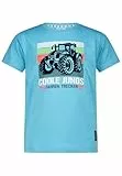 SALT AND PEPPER BY KIDS PARK Jungen Traktor Print Flockprint aus Slub Jersey T-Shirt, Scuba Blue, 104/110 cm