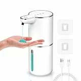 Seifenspender Automatisch, Gcstnn 350ml Elektrischer Flüssigseife Seifenspender mit Sensor Infrarot, Wandmontage, USB Wiederaufladbar, IPX5 Wasserdicht, für Badezimmer, Küche, Spülmittel - Weiß