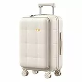 Handgepäck Koffer mit Laptopfach Koffer Hartschale mit TSA Schloss USB-Anschluss 56x35x25cm (Beige)