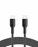 Belkin Gaming USB-C auf USB-C Kabel (60 W), 2m, geflochtenes USB C Schnellladekabel für Nintendo Switch 2, iPhone 16, iPhone 15, iPad, MacBook Air, Chromebook, Samsung Galaxy S25 Ultra usw. – Schwarz