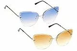 UrbanSky Sonnenbrille Sofia - 2er-Pack randlose Sonnenbrille Damen - Verlaufs-Tönung - Cat-Eye (Cool)