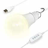 SinKeu LED-Glühbirne, USB-Anschluss, 3 Weißmodi, Helligkeit einstellbar, Campinglaterne mit Aufhängehaken für Power Station Solar Generator, tragbare Lampe für den Außenbereich, Zuhause, Notfälle