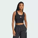 adidas Damen Essentials Small Logo Cotton Lifestyle Tank Shirt, Black/White, M