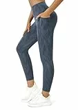 Flatik Leggings Damen mit Taschen，Damen Blickdicht Sporthose Fitnesshose Sporthose Training Laufende Leggings L