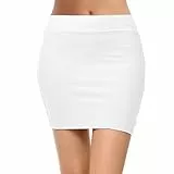 Girstunm Damen lässiger Bleistiftrock schlanker kurzer Rock Sommer hohe Taille Stretch kurzer Rock mit Schlitz Weiß Mini S