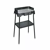 Severin Elektrogrill mit Standfuß, einstellbare Temperatur 35-200 Grad Celsius, schnelles Aufheizen, 38x22cm, Tischgrill mit Auffangschale, Edelstahl-Grillrost, Balkongrill, 2000W, schwarz, PG 8594