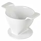 Xavax Porzellan Kaffeefilterhalter (Wiederverwendbarer Porzellanfilter, Filtertütenhalter für Kaffeefilter in Größe 4, Filteraufsatz zum Aufbrühen von Kaffee) weiß