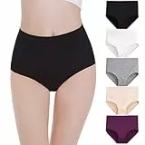 Falechay Damen Unterhosen Baumwolle Unterwäsche Hohe Taille Slips Hoher Taillenslip für Frauen 5er Pack,Mehrfarbig-1,XL