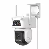 Beans View 2K+2K (3MP+3MP) Außenkamera mit Zwei Objektiven, 2.4GHz WLAN, Überwachungskamera, 360° Auto Verfolgung, AI-Mensch-Erkennung, 25M Farbe Nachtsicht, SD-Karte/Cloud-Speicher (D320)
