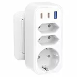 6 in 1 Mehrfachstecker Doppelstecker für Steckdose Mehrfachsteckdose mit 3 USB STGAROT 4000W/16A 3 Fach Steckdosenadapter mit 2 PD20W USB-C Mehrfachstecker für Steckdose