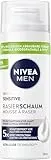 NIVEA MEN Sensitive Rasierschaum (50 ml), Rasierschaum für sensible Haut, schonender Rasierschaum für Männer mit Kamille, Provitamin B5 und Vitamin E