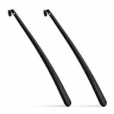 Relaxdays Schuhlöffel Metall, 2er Set, stabil, Schuhanzieher 58 cm lang, zum Aufhängen, Anziehhilfe für Schuhe, schwarz