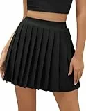 DRESSTELLS Damen Plissierte Röcke Faltenrock Rüsche Minirock Karneval A-Linien Kurz Rock Schulrock Club Y2K Femboy Tennisrock Black M