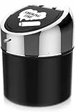 LegendTech Edelstahl Aschenbecher mit Deckel Rutschfester Tragbar Winddichter Metall Tisch Ascher für Garten Balkon Draußen und Innen (Silber Schwarz)