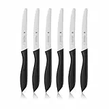 WMF Classic Line Frühstücksmesser Set 6-teilig, 23 cm, Brötchenmesser Wellenschliff, Brotzeitmesser, Spezialklingenstahl, Kunststoffgriff, schwarz