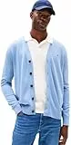 Tommy Hilfiger Herren Strickjacke Cardigan Essential Cotton mit Knopfleiste, Blau (Brisk Blue), L