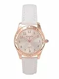 JSDDE Damen Armbanduhr mit Lederarmband Damenuhr Analog Quarzuhr Leuchtende Arabische Ziffer Kleideruhr für Damen Frauen (Weiß)