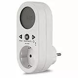 REV Zeitschaltuhr - Digitale Timer-Steckdose für innen, 48 Zeiten/Tag, 1800W, 8A, weiß