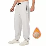 ineepor Jogginghose Herren Baumwolle Thermo Dicke Breite Jogginghosen Baggy Warme Sherpa Gefütterte Weit Gym Sporthosen Winter Track Pants mit reißverschluss Taschen