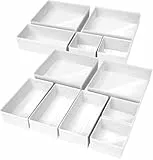 Homsorout Kleiderschrank Schrank Organizer - 12er Set Schubladen Organizer Kleidung Baby, Faltbare Aufbewahrungsbox Stoffboxen Aufbewahrung für kommode, Socken, BHs, Weiß