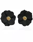 LEEQBCR 1 Paar Ohrringe Damen Mädchen Blumen Tropfen Matte Metal Ohrringe Boho Vintage Blütenblatt Modeschmuck Geschenke Zubehör, Schwarz