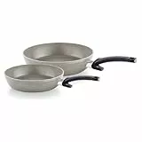 Fissler Ceratal Comfort Pfannen-Set / 2-teilig, Aluminium-Pfanne, Keramik-beschichtet (24+28 cm) Ceramic Bratpfanne antihaftend – Induktion, Grau